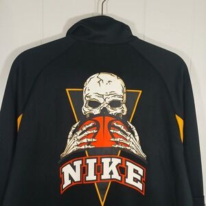 Nike Basketball Track Jacket Mens Large Black Orange Skeleton Graphic DR9789-010